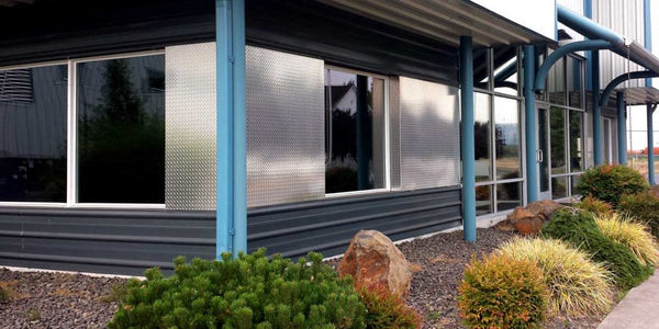 Exterior building industrial Polished aluminum diamond plate paneling for modern look available at onlinediamondplate.com