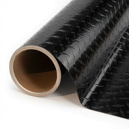 Diamond Plate Vinyl Wrap Film - Peel & Stick | Polished & Black | 24" Wide Rolls