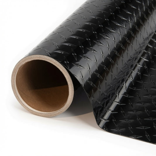 Diamond Plate Vinyl Wrap Film - Peel & Stick | Polished & Black | 24" Wide Rolls
