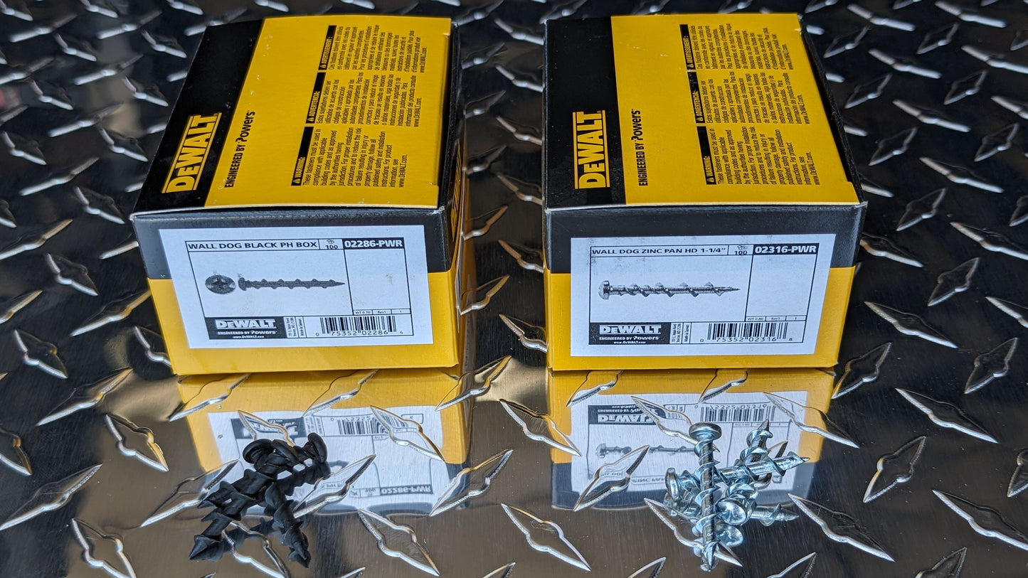 DeWalt 1/4" x 1-1/4" Wall Dog Pan Head Light Duty Anchor (100/Pkg.)