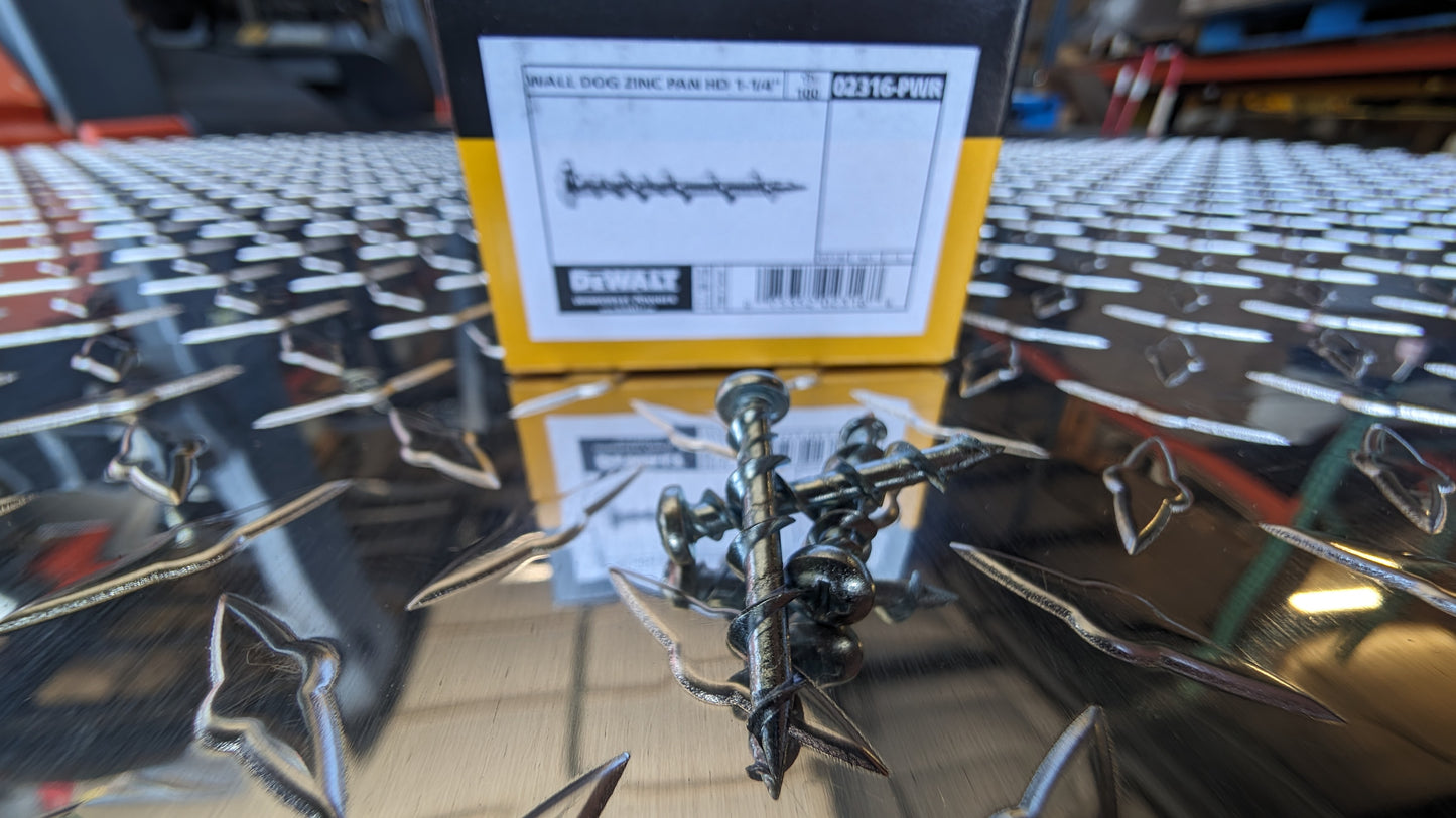 DeWalt 1/4" x 1-1/4" Wall Dog Pan Head Light Duty Anchor (100/Pkg.)