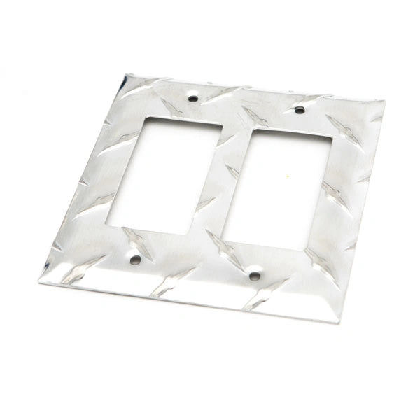 Aluminum Diamond Plate Switch Plate – Double Rocker (GFI)