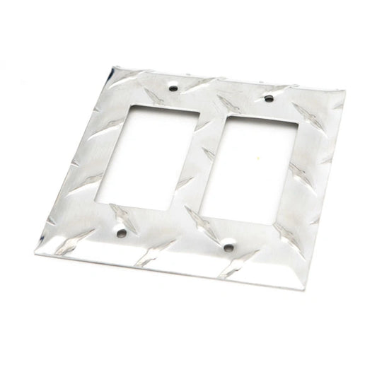 Aluminum Diamond Plate Switch Plate – Double Rocker (GFI)