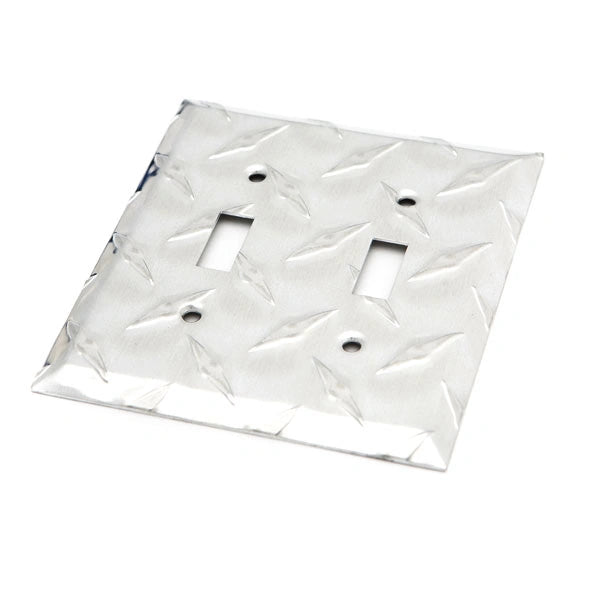 Aluminum Diamond Plate Switch Plate – Double Toggle