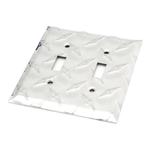Aluminum Diamond Plate Switch Plate – Double Toggle