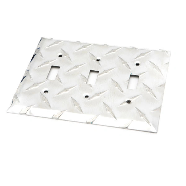 Aluminum Diamond Plate Switch Plate – Triple Toggle