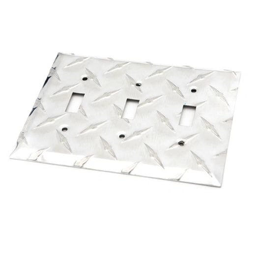 Aluminum Diamond Plate Switch Plate – Triple Toggle