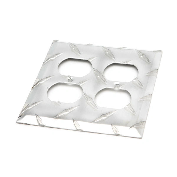 Aluminum Diamond Plate Outlet Cover – Traditional Double Duplex