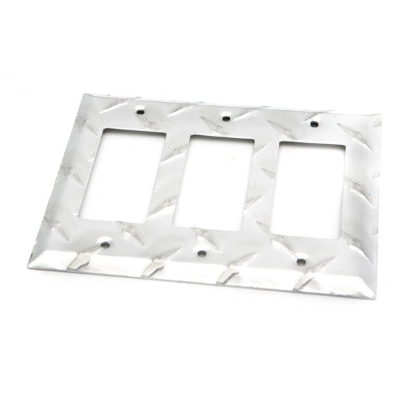 Aluminum Diamond Plate Switch Plate – Triple Rocker (GFI)