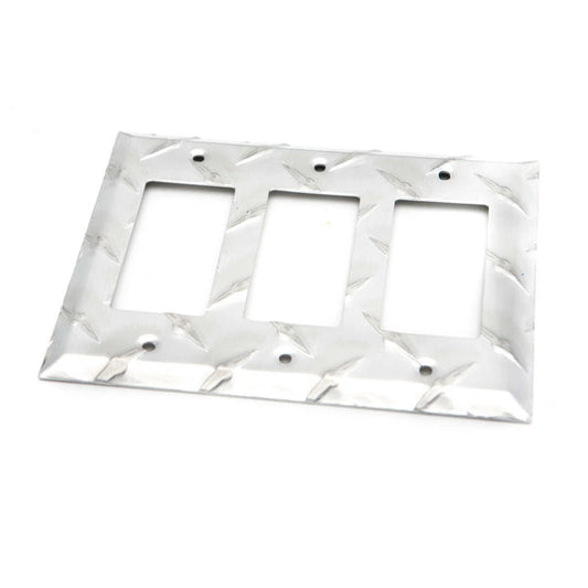 Aluminum Diamond Plate Switch Plate – Triple Rocker (GFI)