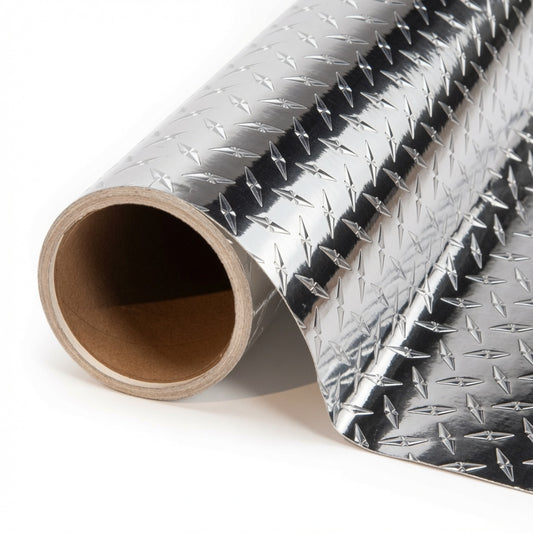 Diamond Plate Vinyl Wrap Film - Peel & Stick | Polished & Black | 24" Wide Rolls