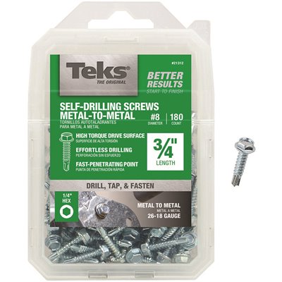 Teks 1” #8 Self-Drilling Screws – Metal-to-Metal – 170 pcs Box